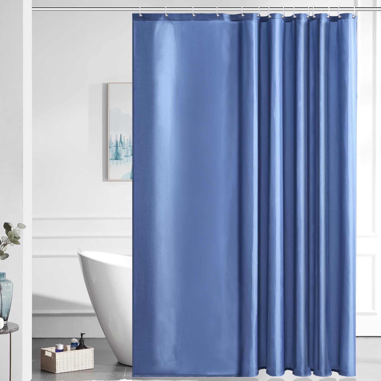 Jolof Store Misty Blue Shower Curtain – Waterproof Polyester Fabric