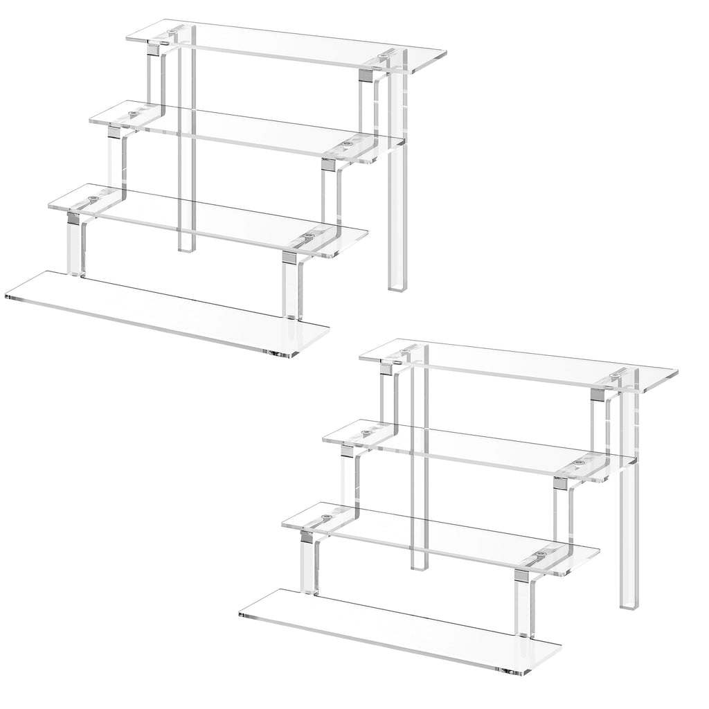Janaden Clear Acrylic Display Stands | 4-Tier Perfume & Pop Figure Risers