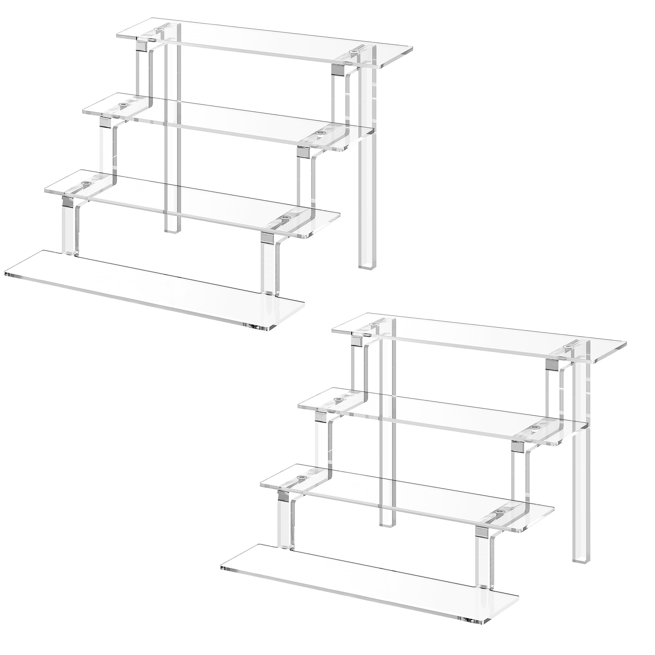 Janaden Clear Acrylic Display Stands | 4-Tier Perfume & Pop Figure Risers