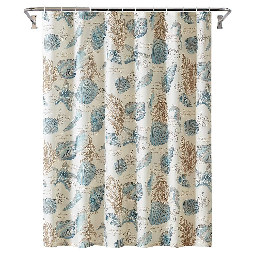 Jolof Store Starfish & Seashells Fabric Shower Curtain - 72x72 Ivory