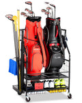 EXTCCT Golf Bag Storage Garage Organizer | Mobile 2-Bag Steel Rack
