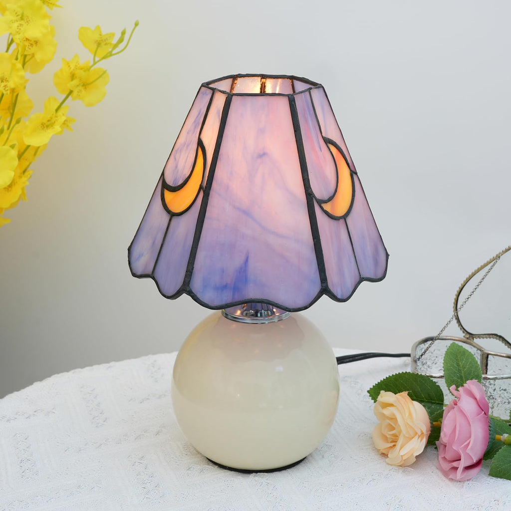 KIPHEPI Mushroom Lamp | Tiffany Style Stained Glass Moon Nightlight