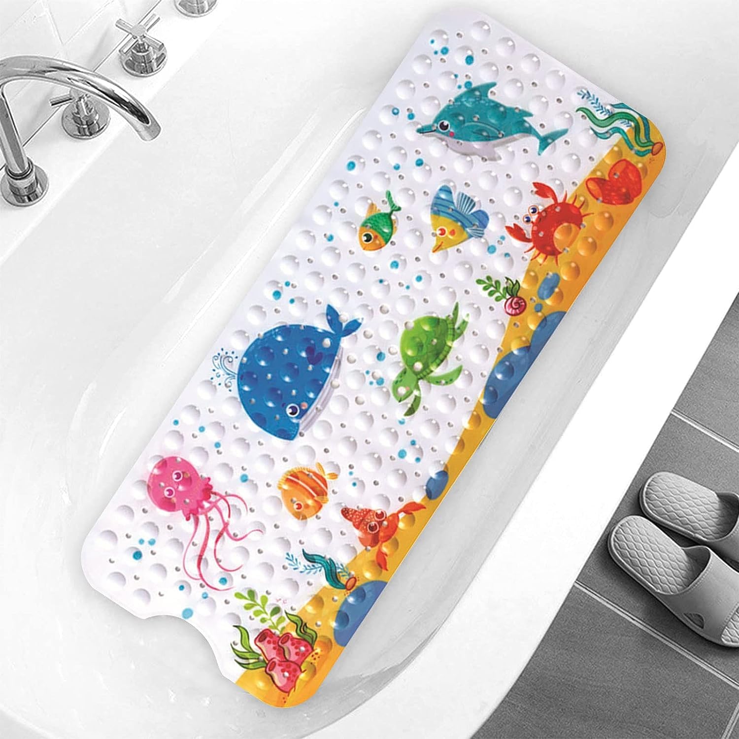 LATERN Kids Bathtub Mat – Extra Long 100x40cm Non-Slip PVC Shower Mat