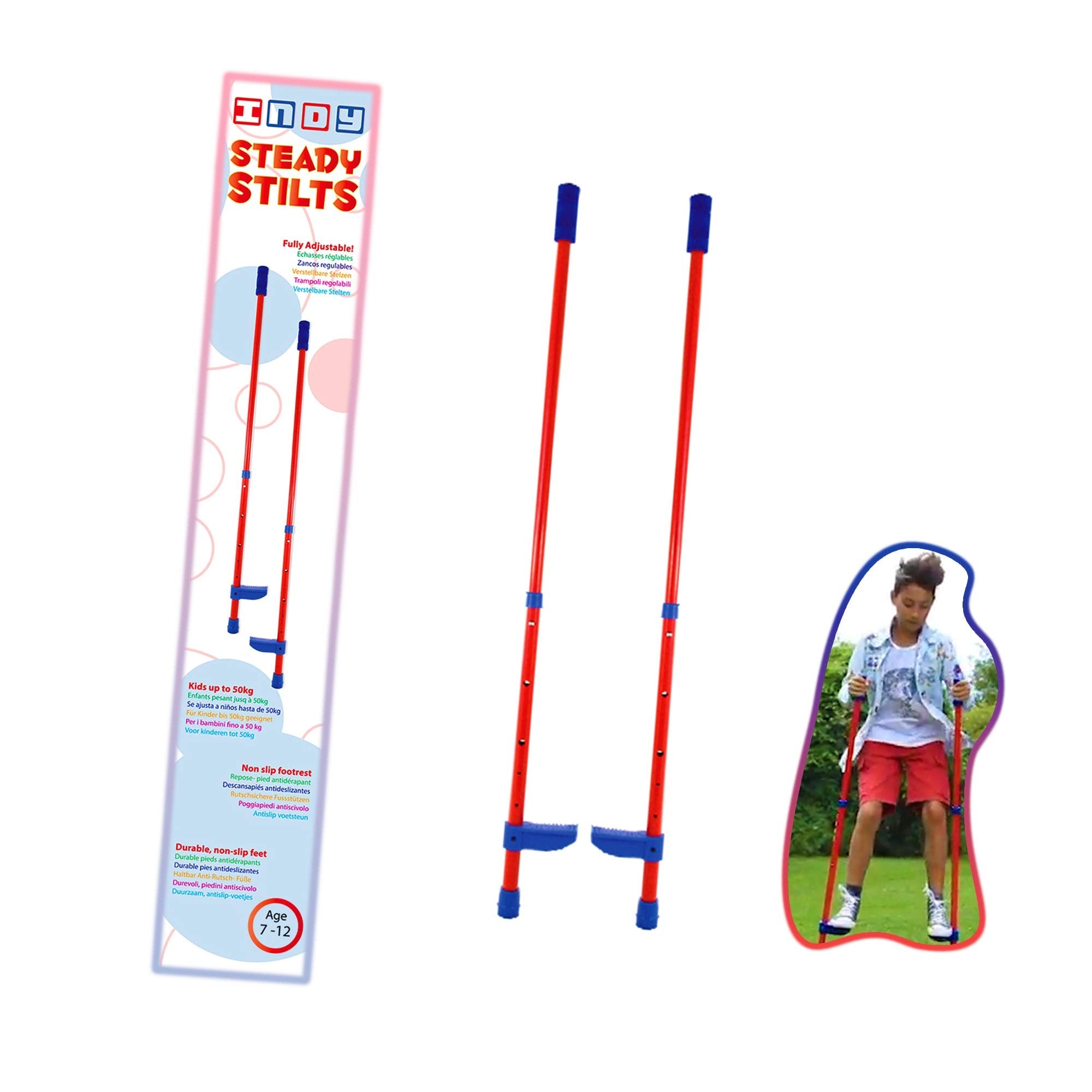 Indy Junior Steel Walking Stilts – Adjustable Hand Held Kids Balance