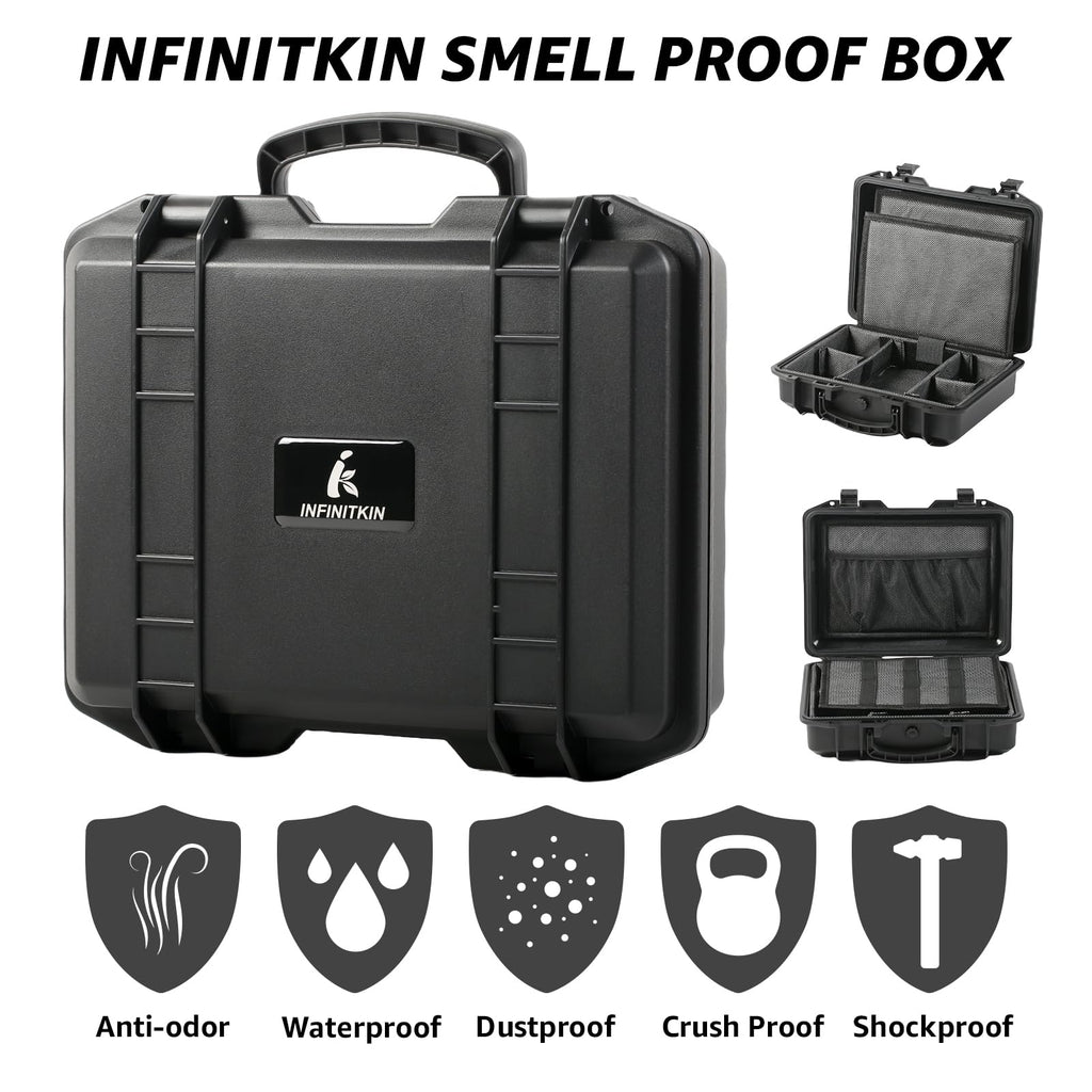 INFINITKIN Smell Proof Box, Large Airtight Stash Box with Combination Lock – Waterproof & Durable Smell Proof Container for Travel & Home