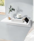 Mazjoaru Floating Bedside Table | White Pine Wood Wall Shelf 40x20cm