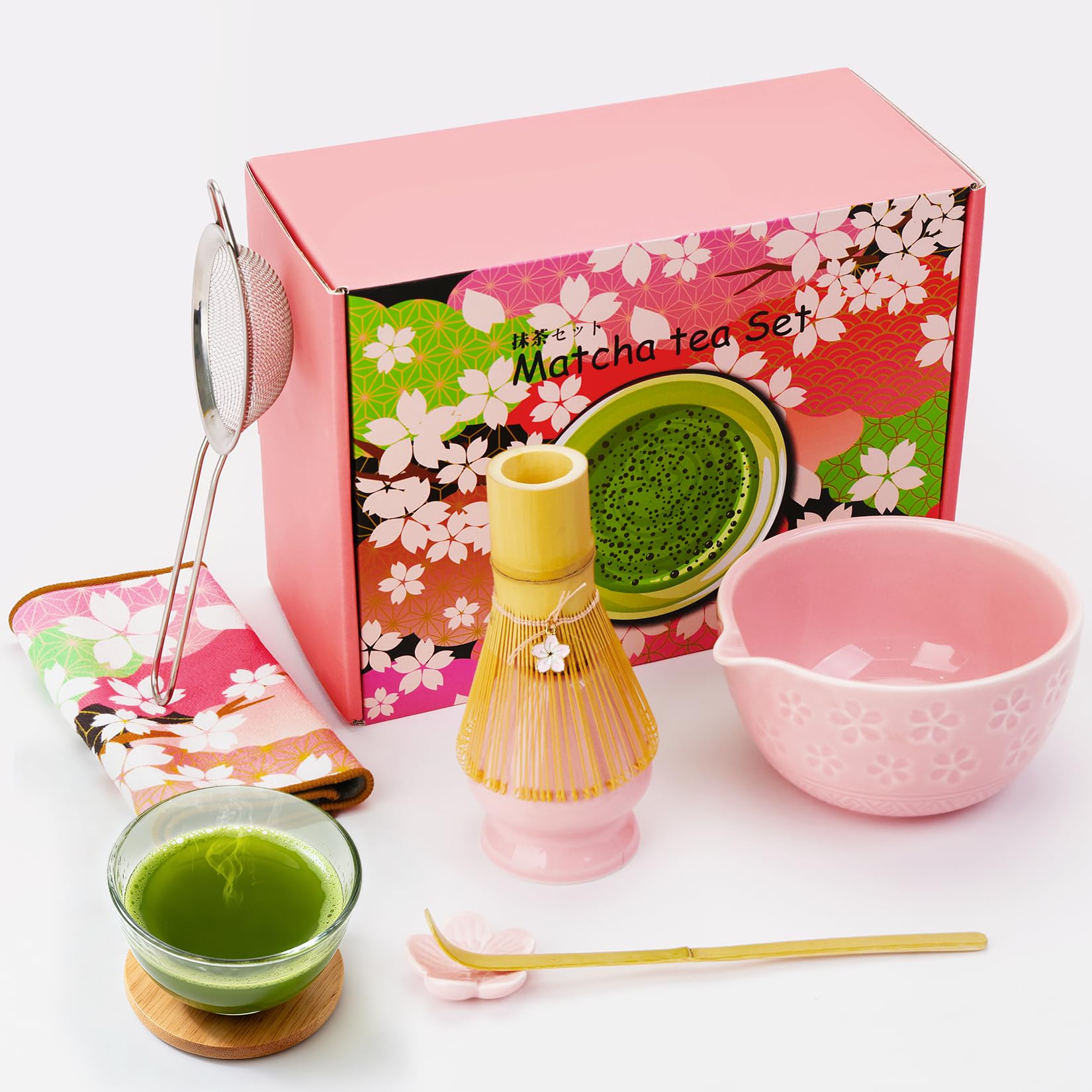 7-Piece Matcha Set – Ceramic Bowl & Bamboo Whisk Kit