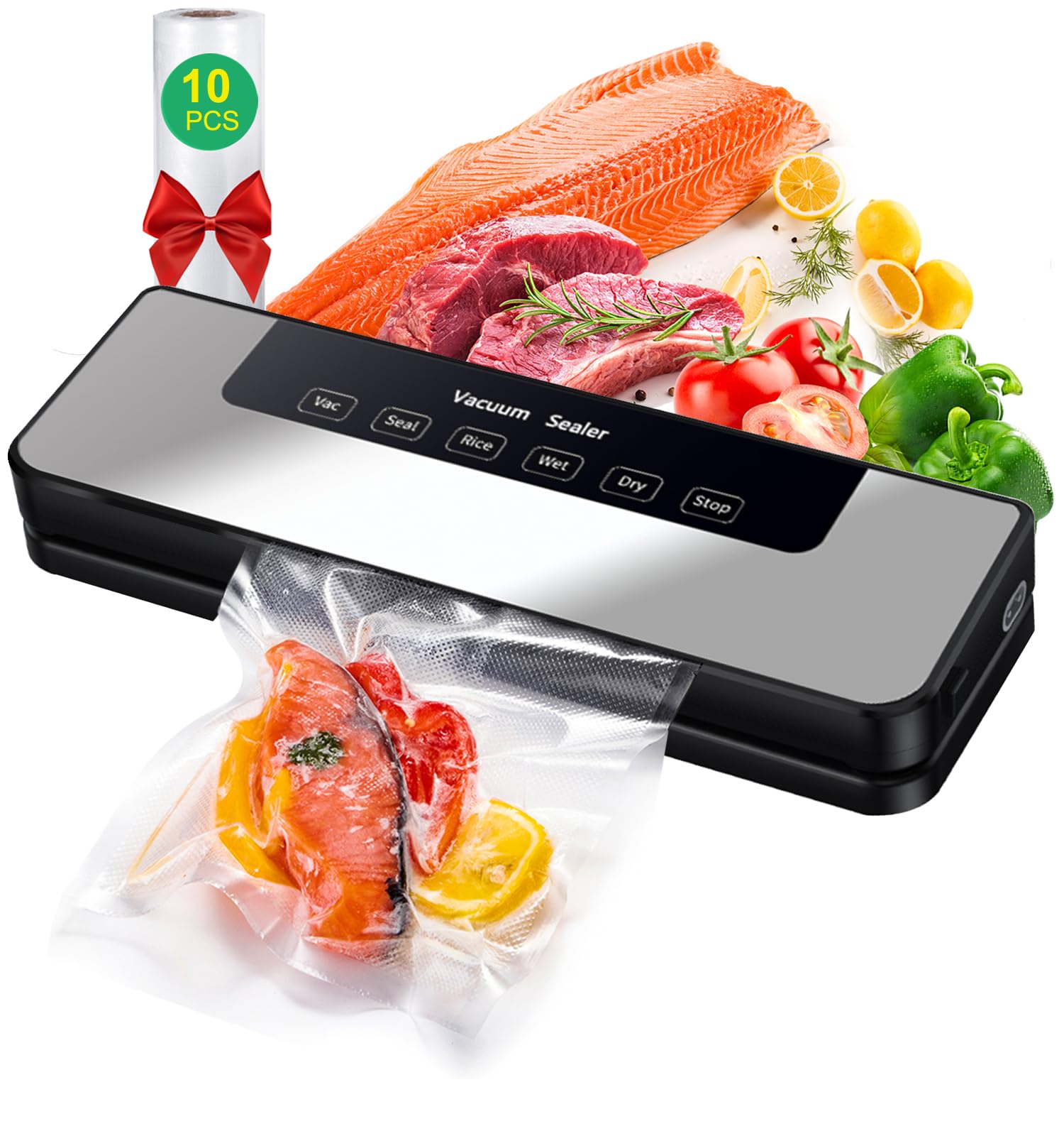 Hilifix 5-in-1 Food Vacuum Sealer Machine with 65KPA Suction - Black