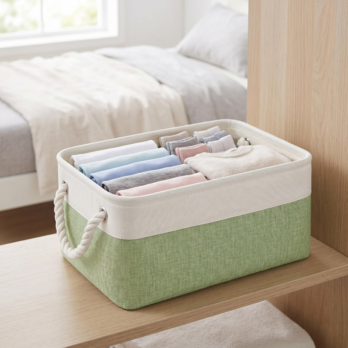SOCOHOME Fabric Storage Box, Small Storage Basket with Handles for Shelves Toy, Wear-Resistant and ReinforcedS, 4 Pack - image 4