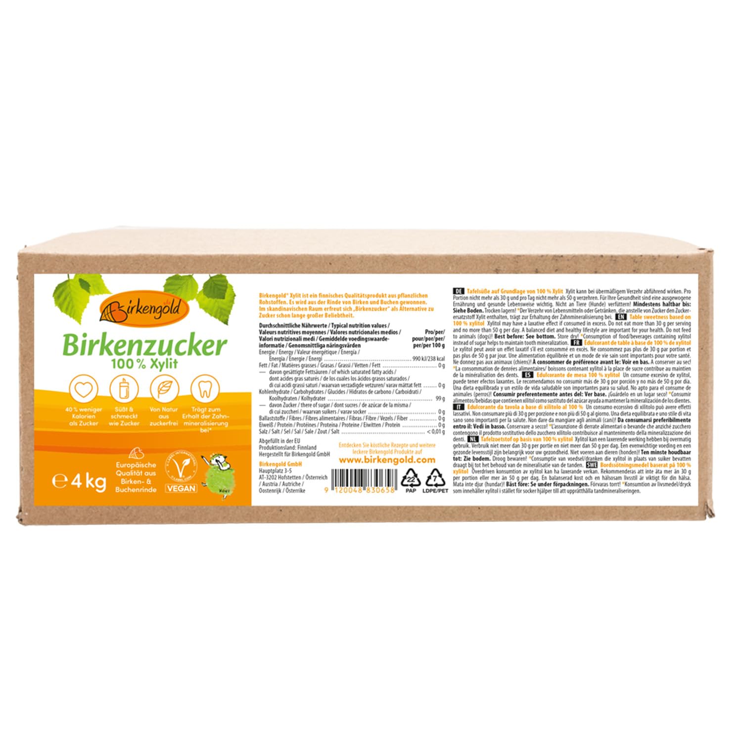 Jolof Store Xylitol Birch Sugar – 4kg Premium Vegan Sugar Substitute