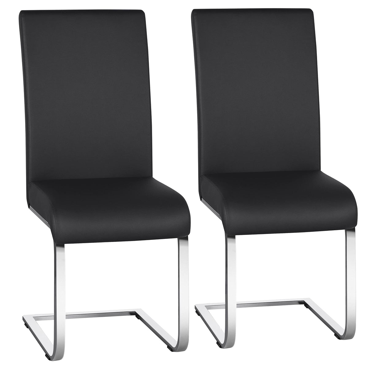Yaheetech Dining Chairs Set of 2 Faux Leather High Back Chairs Black - image 1