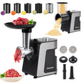 Parmedu 2-in-1 Electric Cheese Grater & Meat Grinder with 12 Attachments