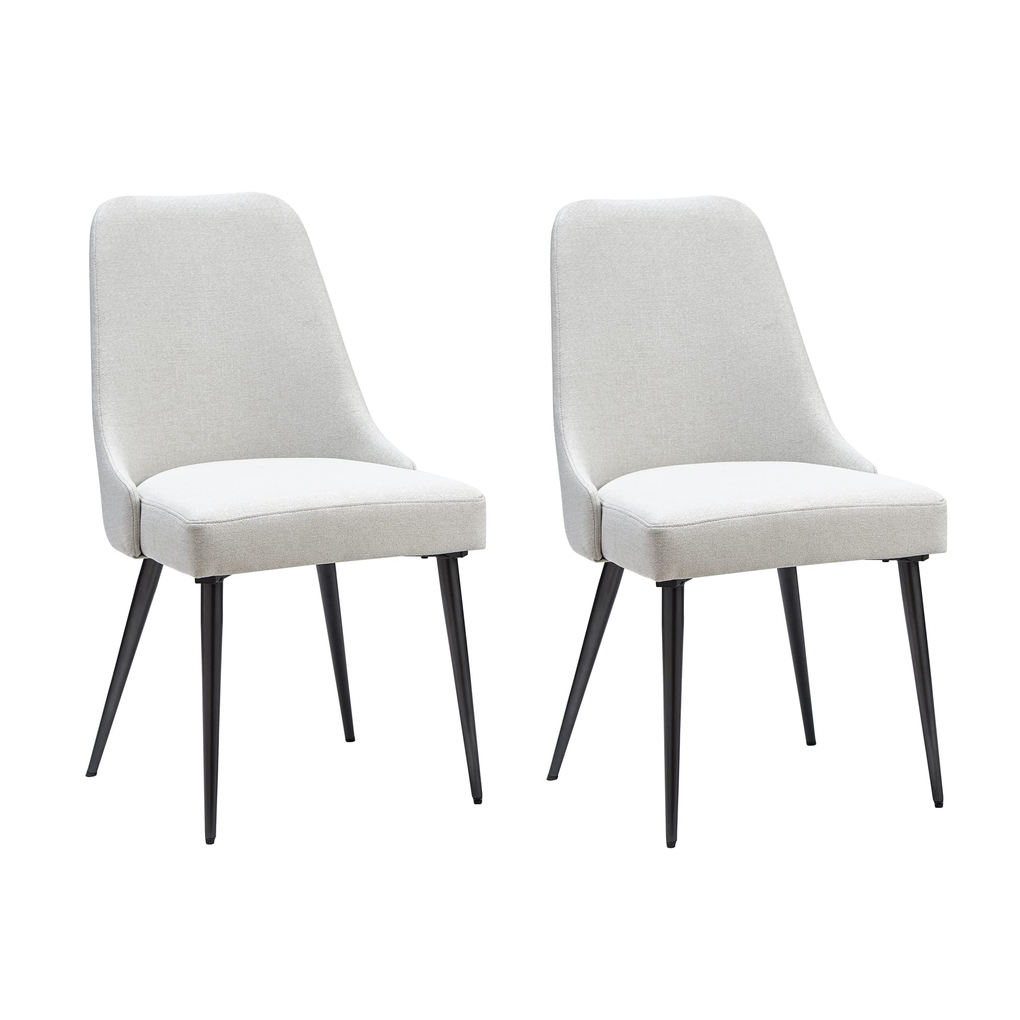 Jolof Store Modern Upholstered Dining Chairs - Set of 2 Linen Side Chairs, Ivory