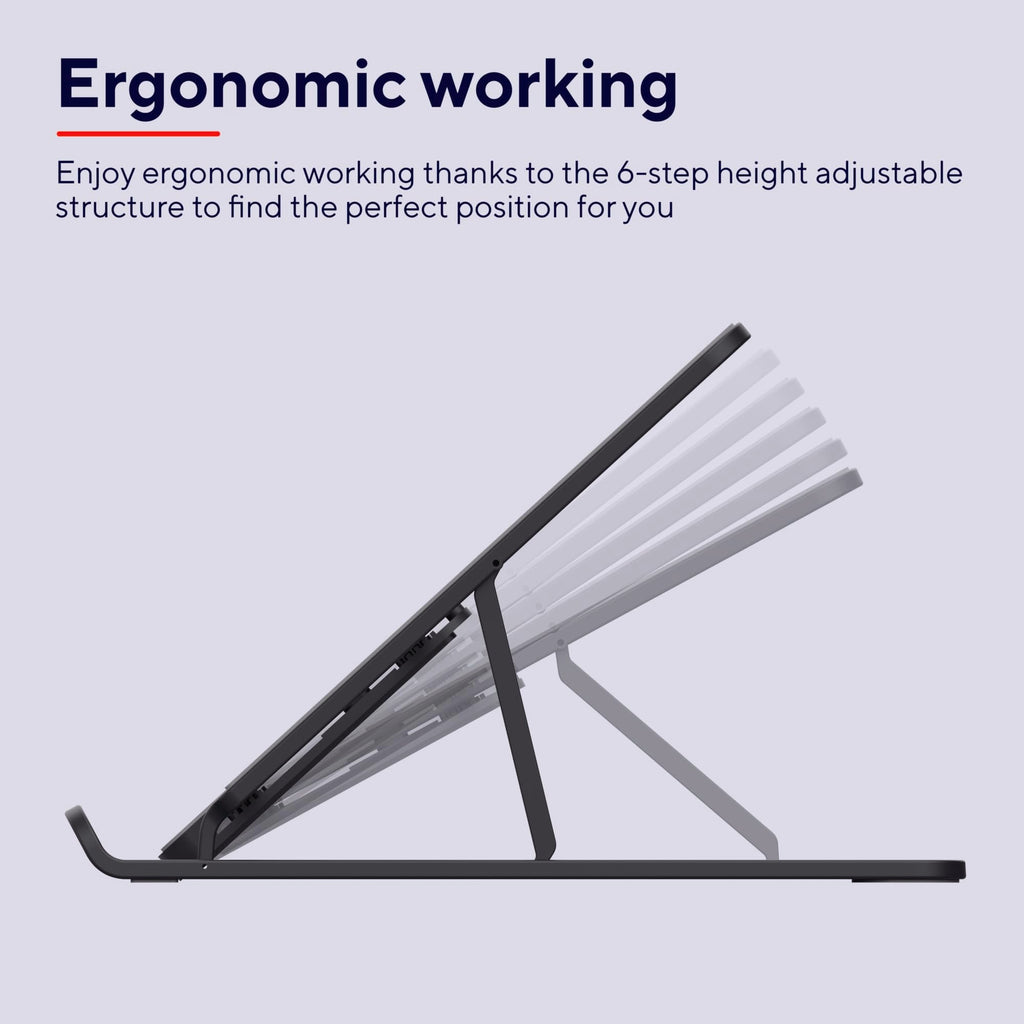 Trust Primo Portable Laptop Stand for Desk, 16” Foldable Laptop Riser, Grey