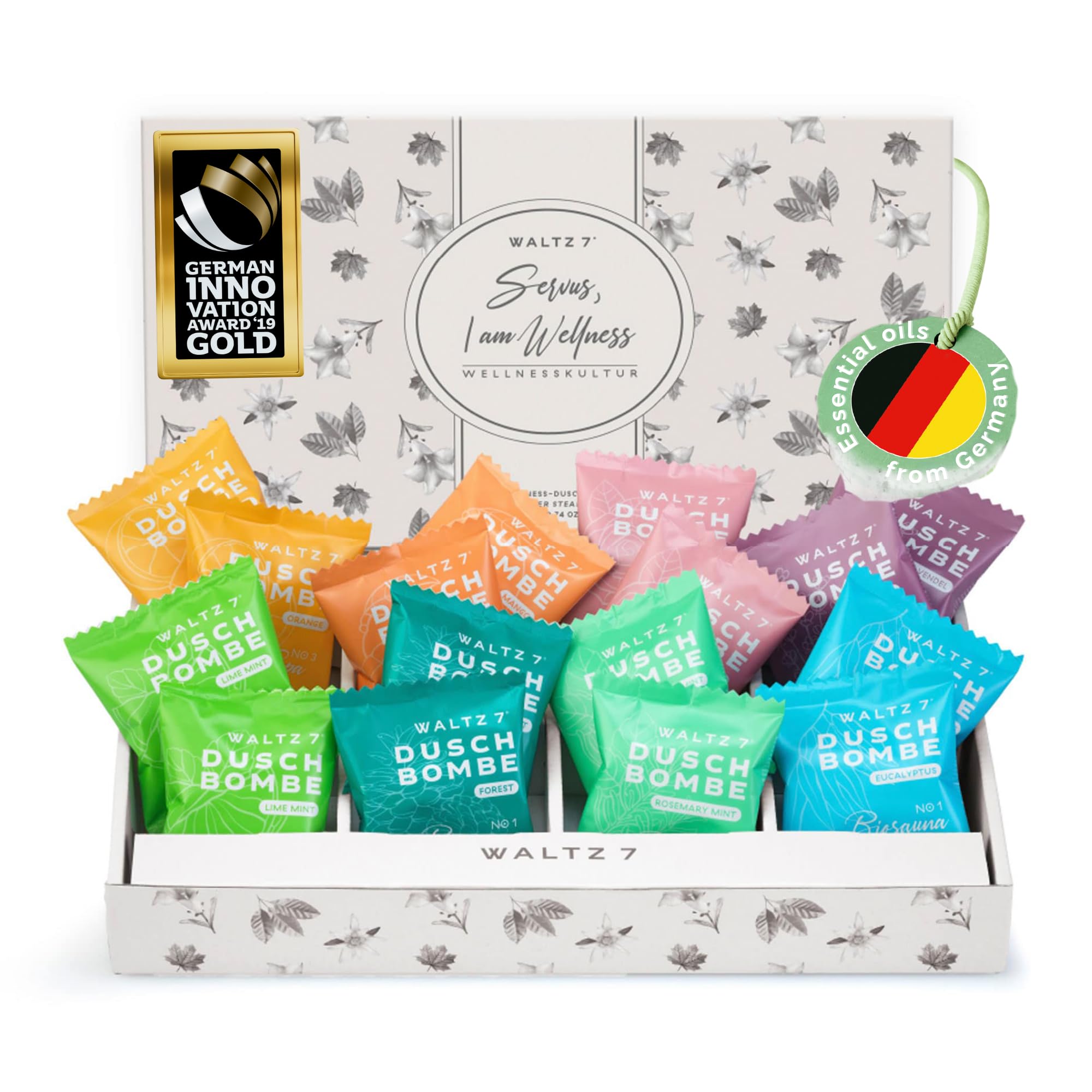 WALTZ 7 Shower Steamers Set – 16 Piece Aromatherapy Spa Gift Set