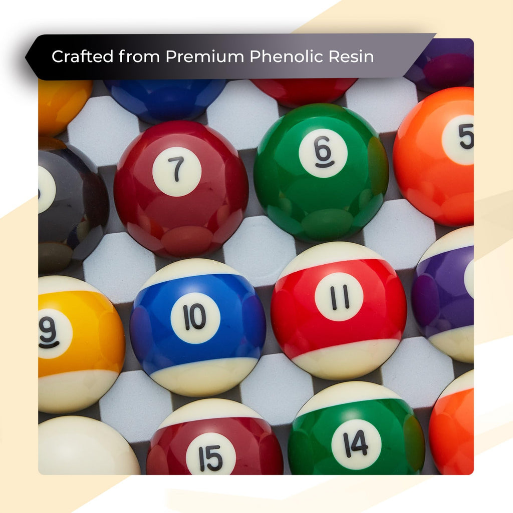 Cue-King Pool Ball Set | Grade AA Phenolic Resin | 2-1/4" Regulation Size