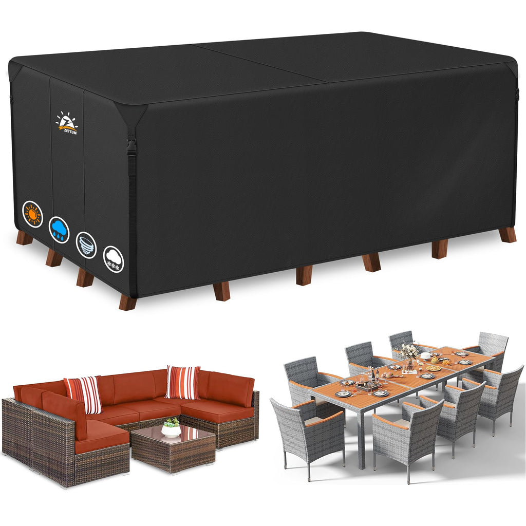 Zettum 600D Heavy Duty Outdoor Furniture Cover | Waterproof Patio Table Cover
