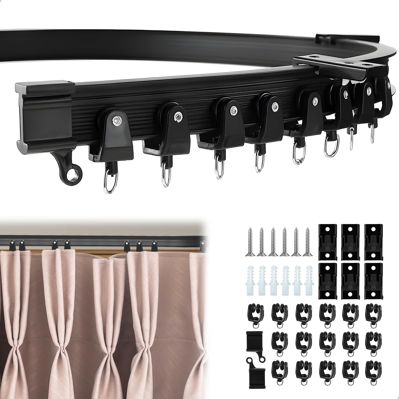 Flexible Curtain Rail – 2m Ceiling Track with Mute Rollers