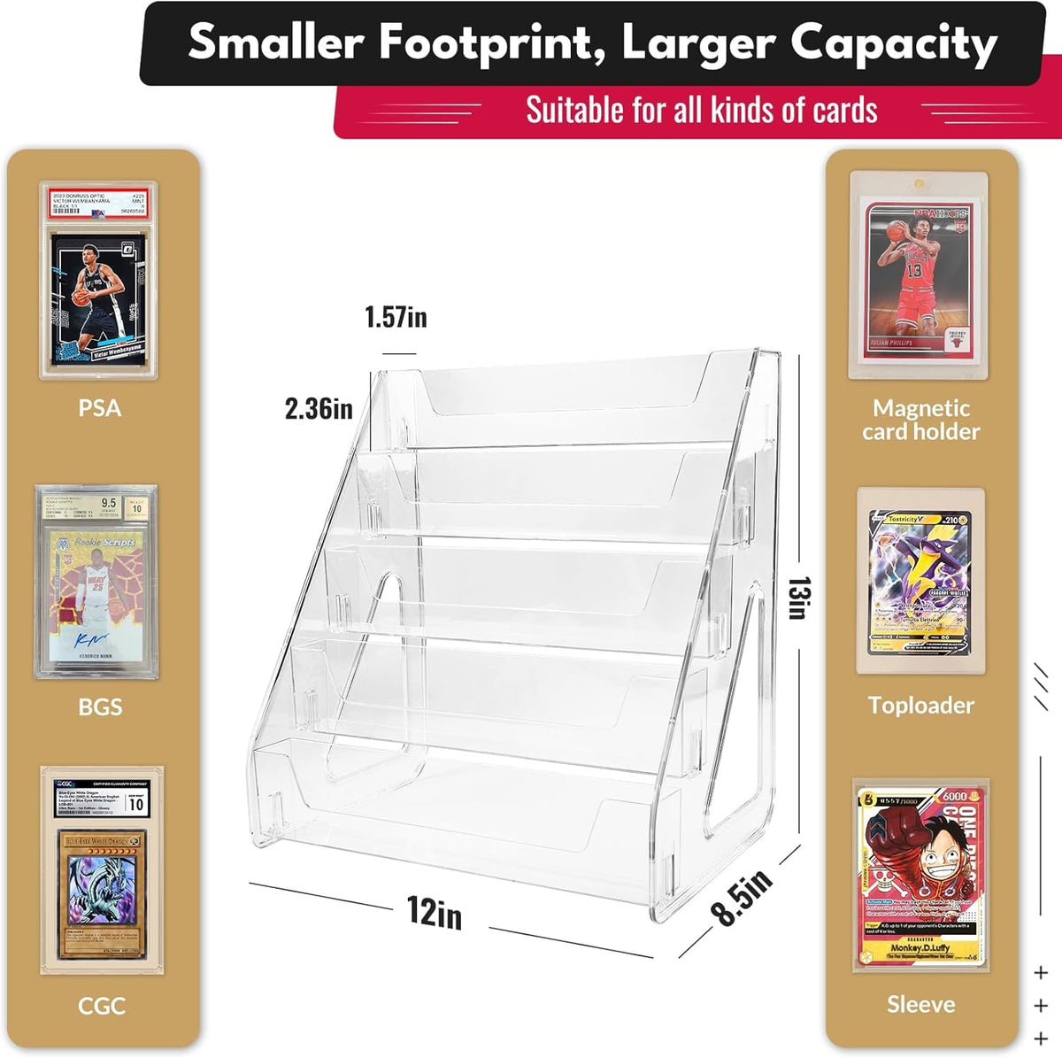DIRXVMC Trading Card Display Stand, Vertical Holder for Baseball Basketball Sports Graded Card Display Stand Tabletop for PSA BGS SGC Slabs - image 2