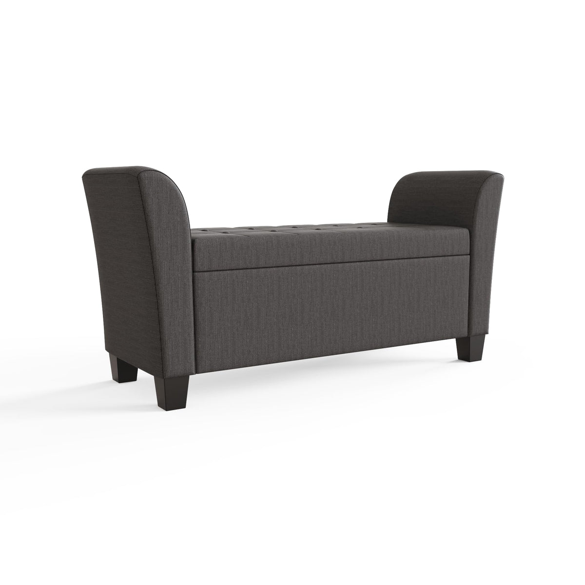 GFW Verona Window Seat Ottoman Storage Bench in Charcoal Grey, Upholstered Buttoned Seat with Hidden Storage & Wooden Feet - image 3