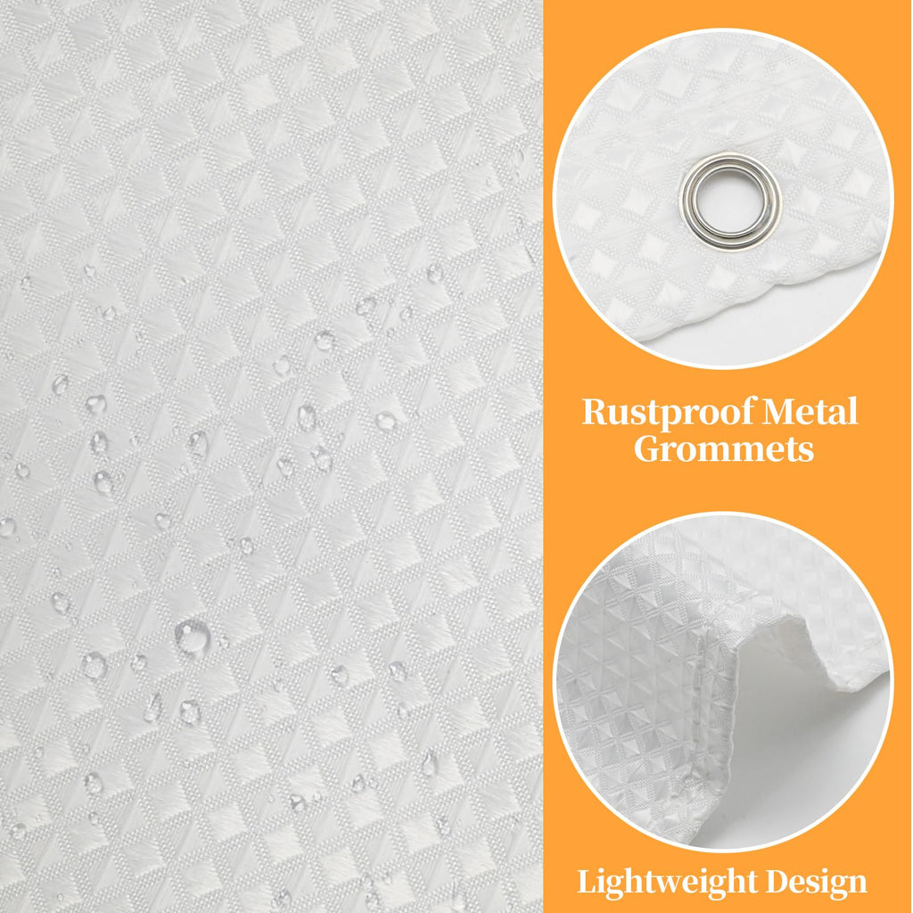 MospdyGear Water and Mould Proof Shower Curtain, White Waffle Weave Machine Washable 180x180cm with Hooks, Easy Clean Bathroom Decor - image 2