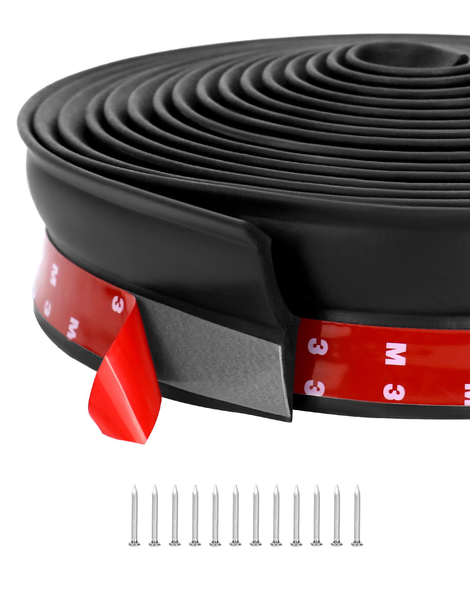 QWORK 6m Garage Door Rubber Seal – Weather Stripping with Nails