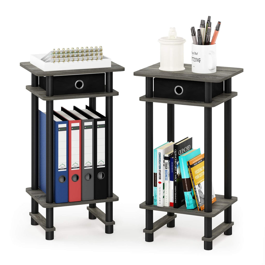 Furinno TURN-N-TUBE Side Table Set of 2, 3-Tier End Table with Storage Bin, Open Shelf Night Stand, Bedside Table, for Living Room, Bedroom - image 3