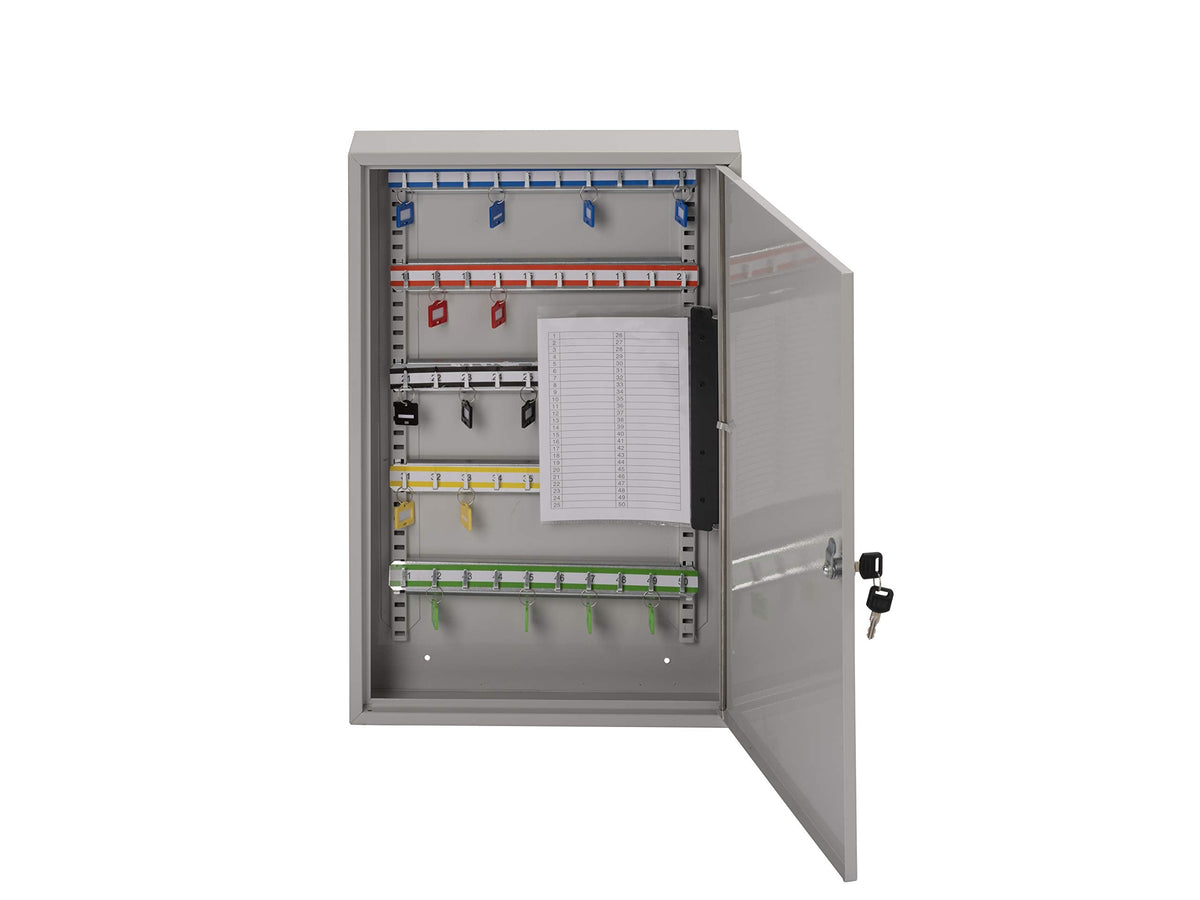 Sterling KC50H Single Door Key Cabinet with 50 Hooks, Grey