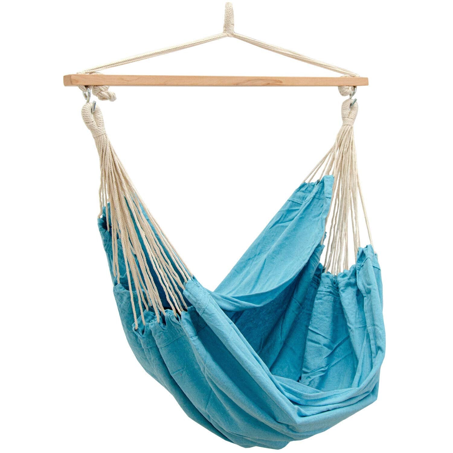 AMANKA XXL Hanging Chair – 185x130cm Cotton Swing with Spreader Bar, Blue
