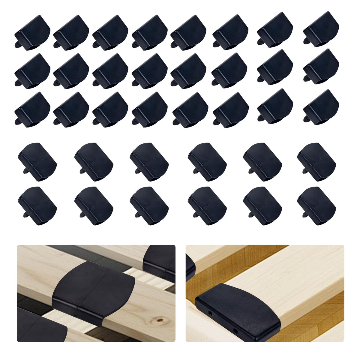 36 Pcs Bed Slat Holders Kit - Plastic Bed Slat Caps & Centre Caps - Side Slat Brackets 55mm x 9mm Inside - image 1