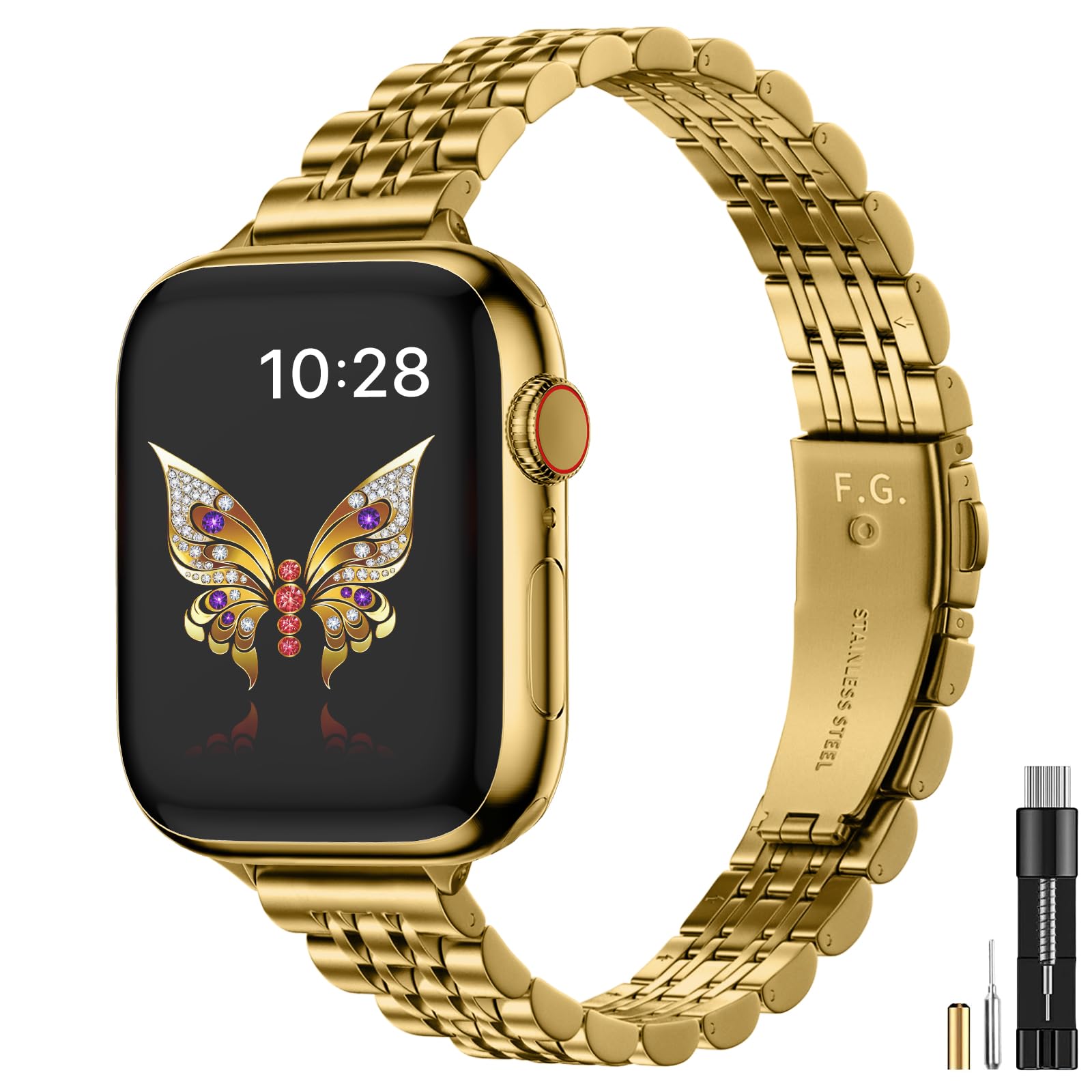 Fullmosa Slim Stainless Steel Apple Watch Band for Women - Gold