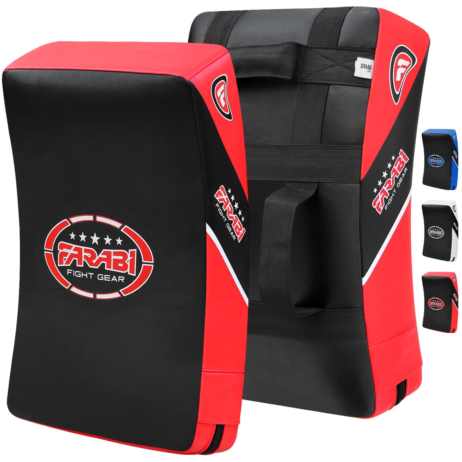 Farabi Sports Curved Kick Shield - Large MMA Thai Pad (Black/Red)