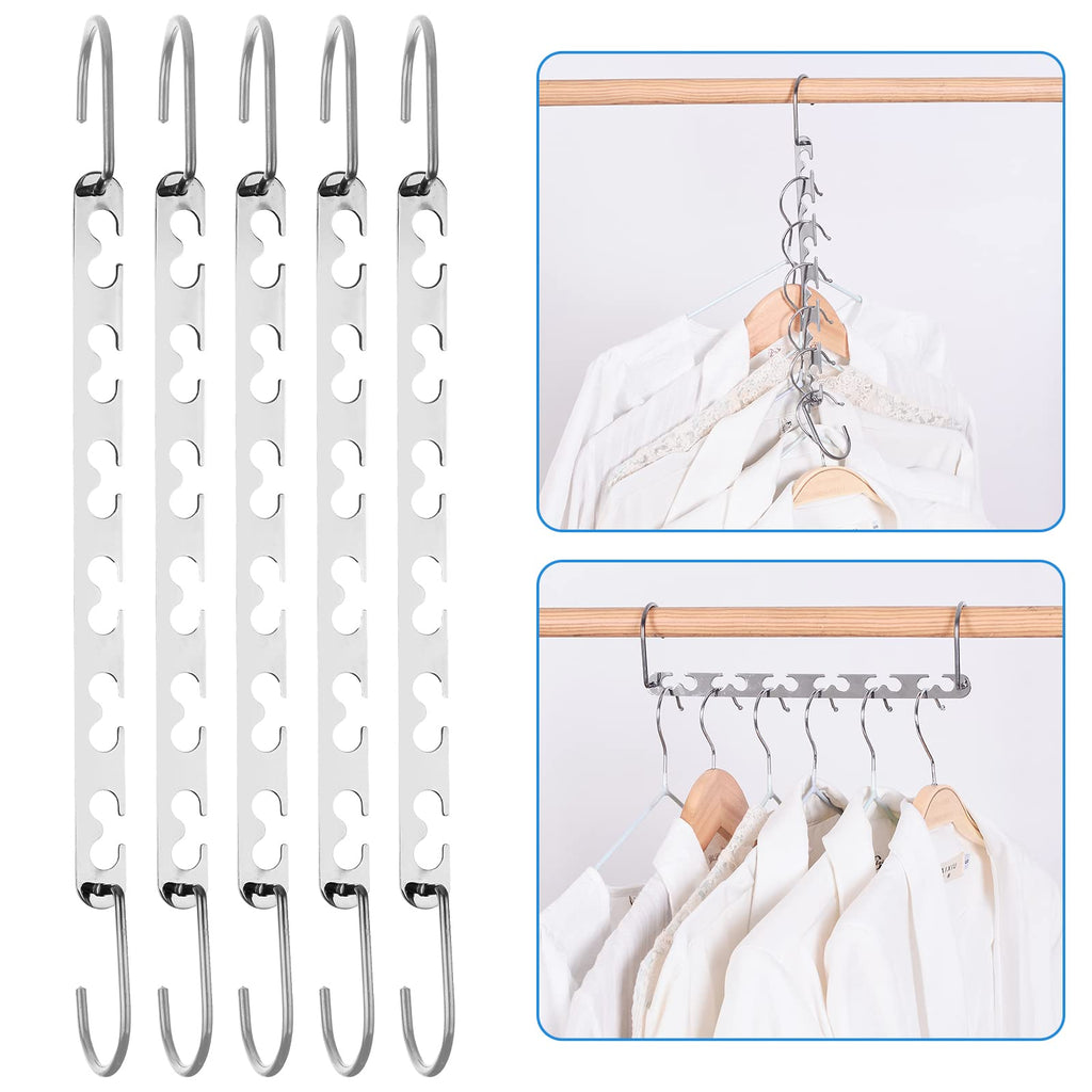 RAINBERG 10 Pack Metal Magic Hangers Space Saving Hangers Closet Space Saving Wardrobe Clothing Hanger Organizer, Updated Hook Design. 10 - image 2