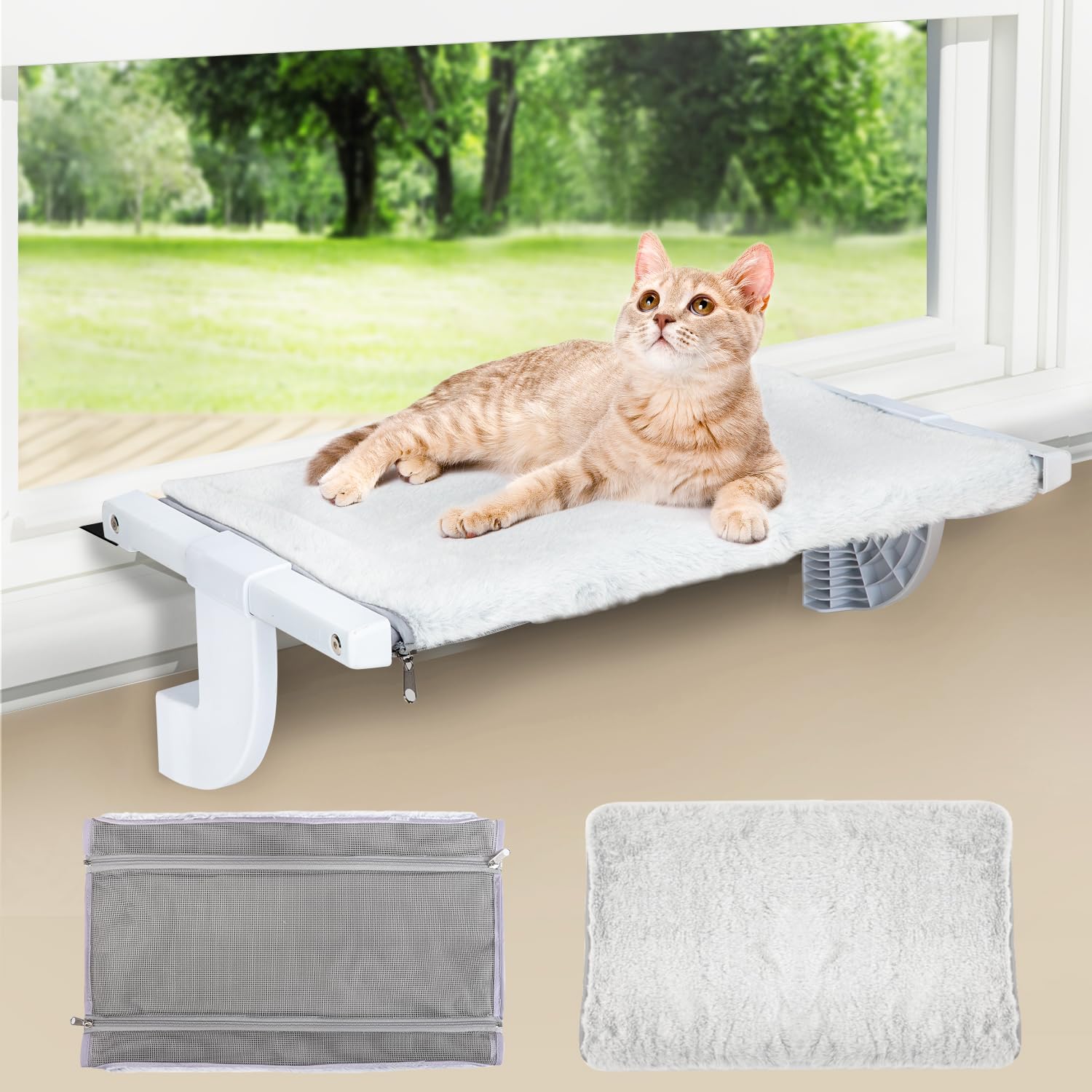 Zoratoo Window Cat Perch – Sliding Clamping Hammock with Dual Fabric Cover