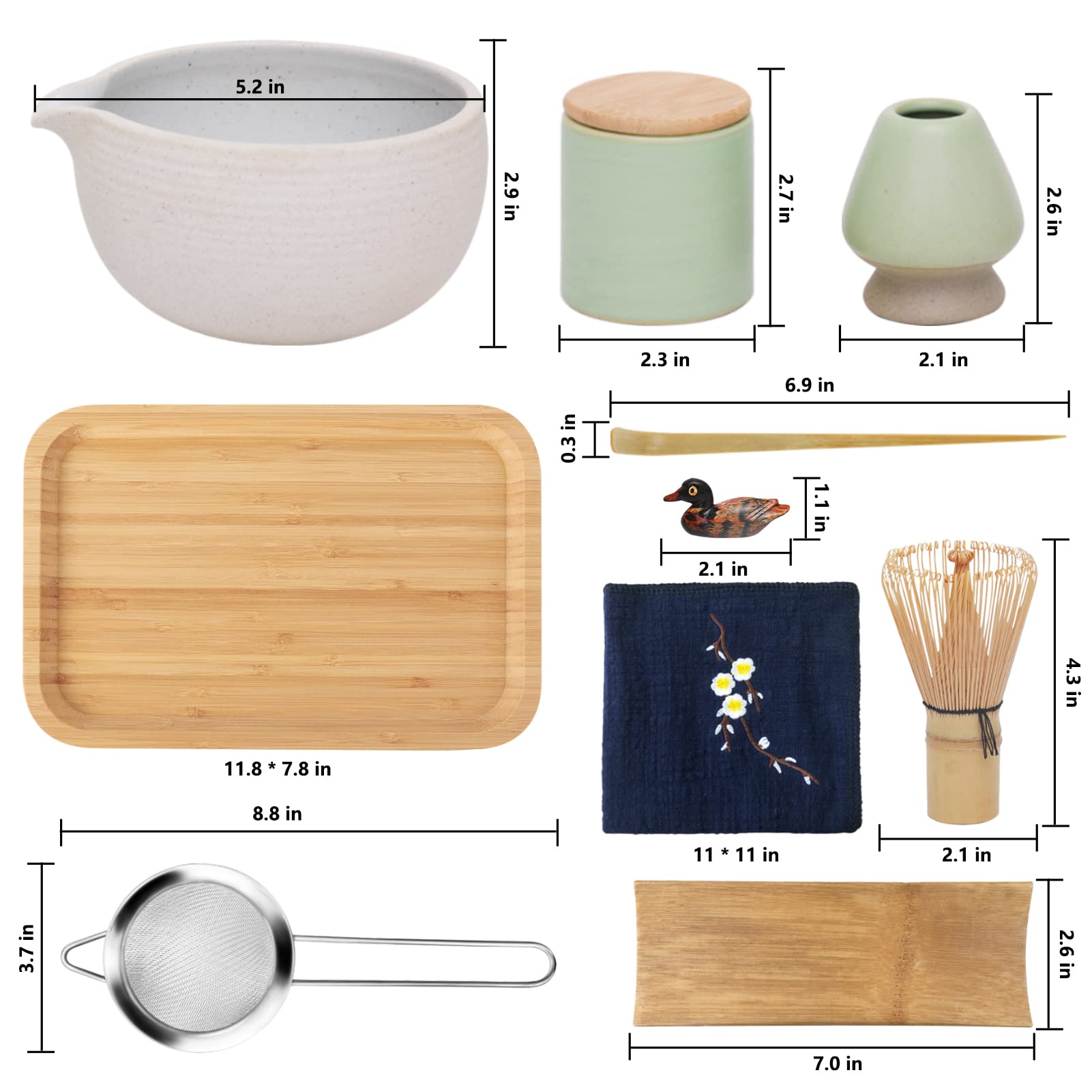 Artcome Japanese Matcha Tea Set | 10-Piece Bamboo & Ceramic Kit