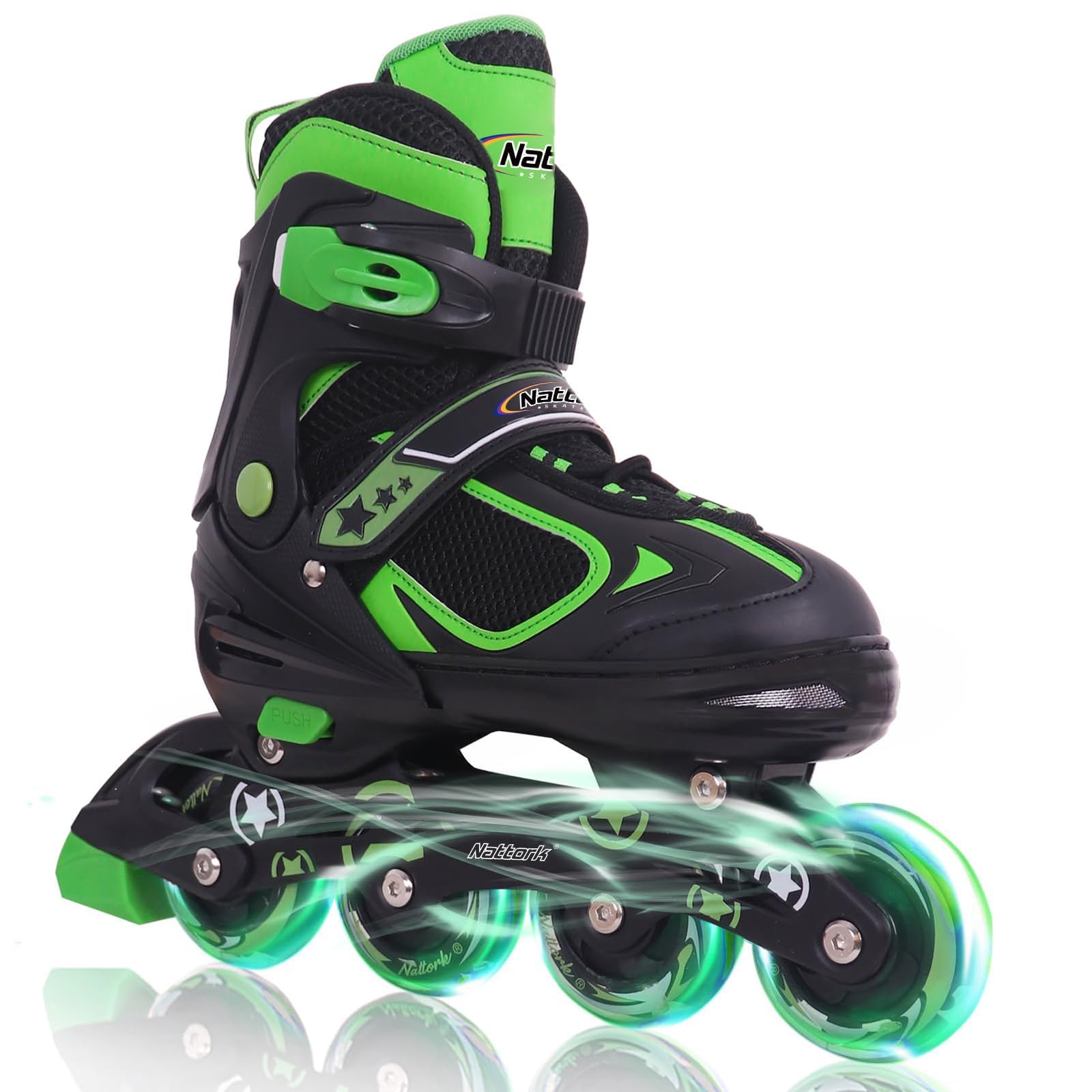Nattork Kids Inline Skates – Adjustable Rollerblades with Light Up Wheels