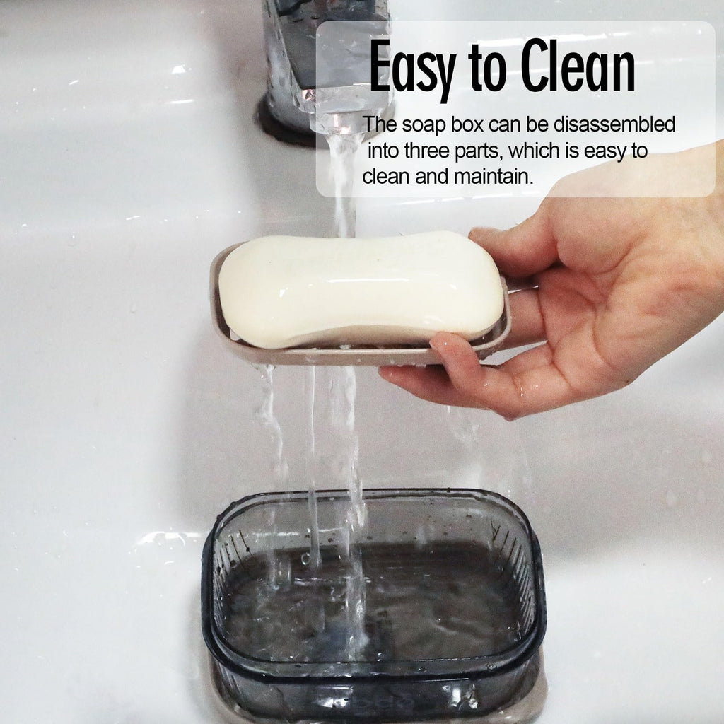 Soap Holder, Travel Soap Case, Portable Soap Box, Soap Case with Draining Grid, Soap Dish With Lid, Easy Cleaning Soap Tray for Bathroom, Gym, Camp - image 5