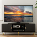 HEYZOEY Black Fluted TV Stand, 2 Cabinets, Gold Legs, for TVs up to 65 in - image 1