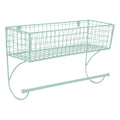 DII Rustic Farmhouse Metal Wall Shelf with Towel Bar - Aqua Storage