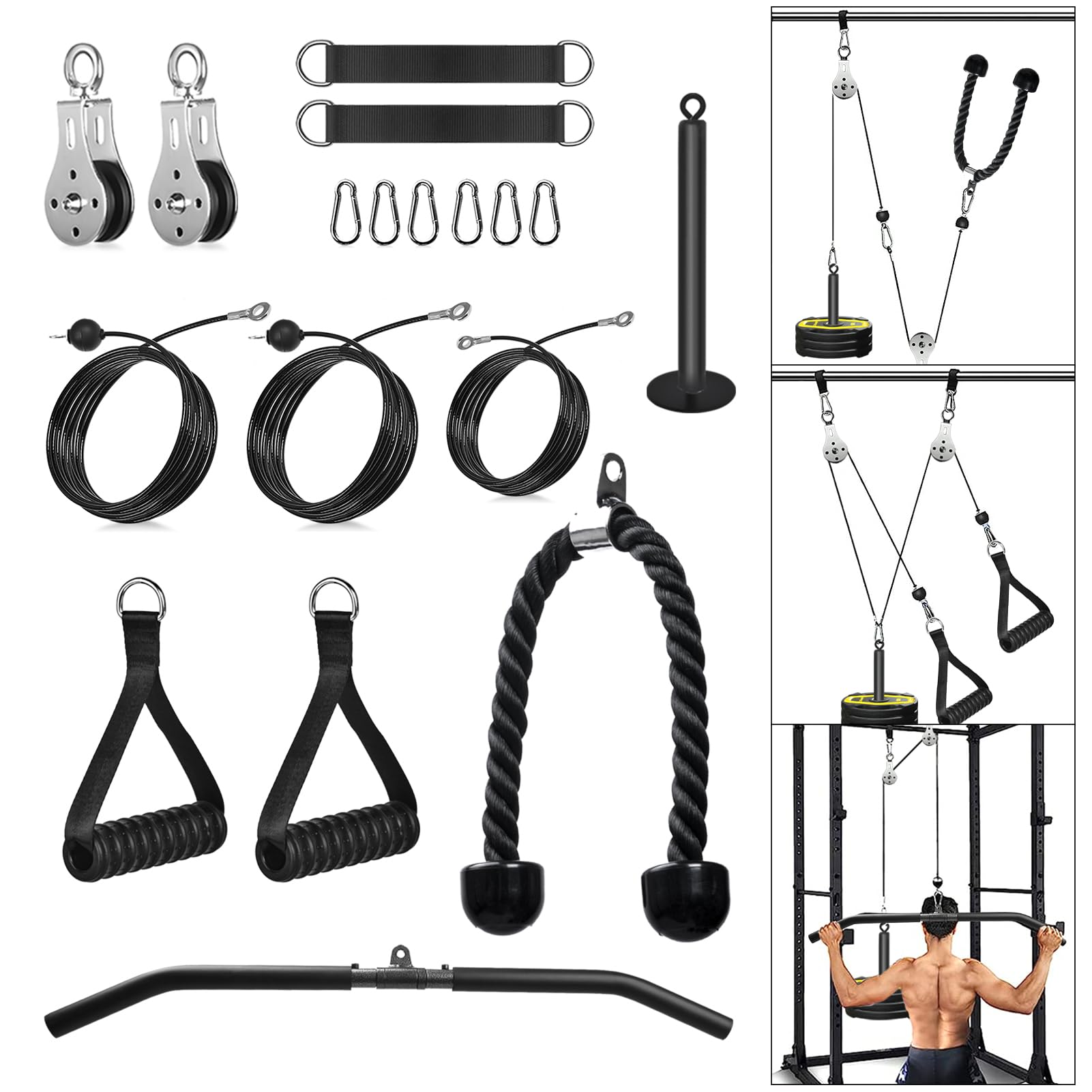 Cable Pulley System Home Gym - LAT Pull Down & Tricep Set