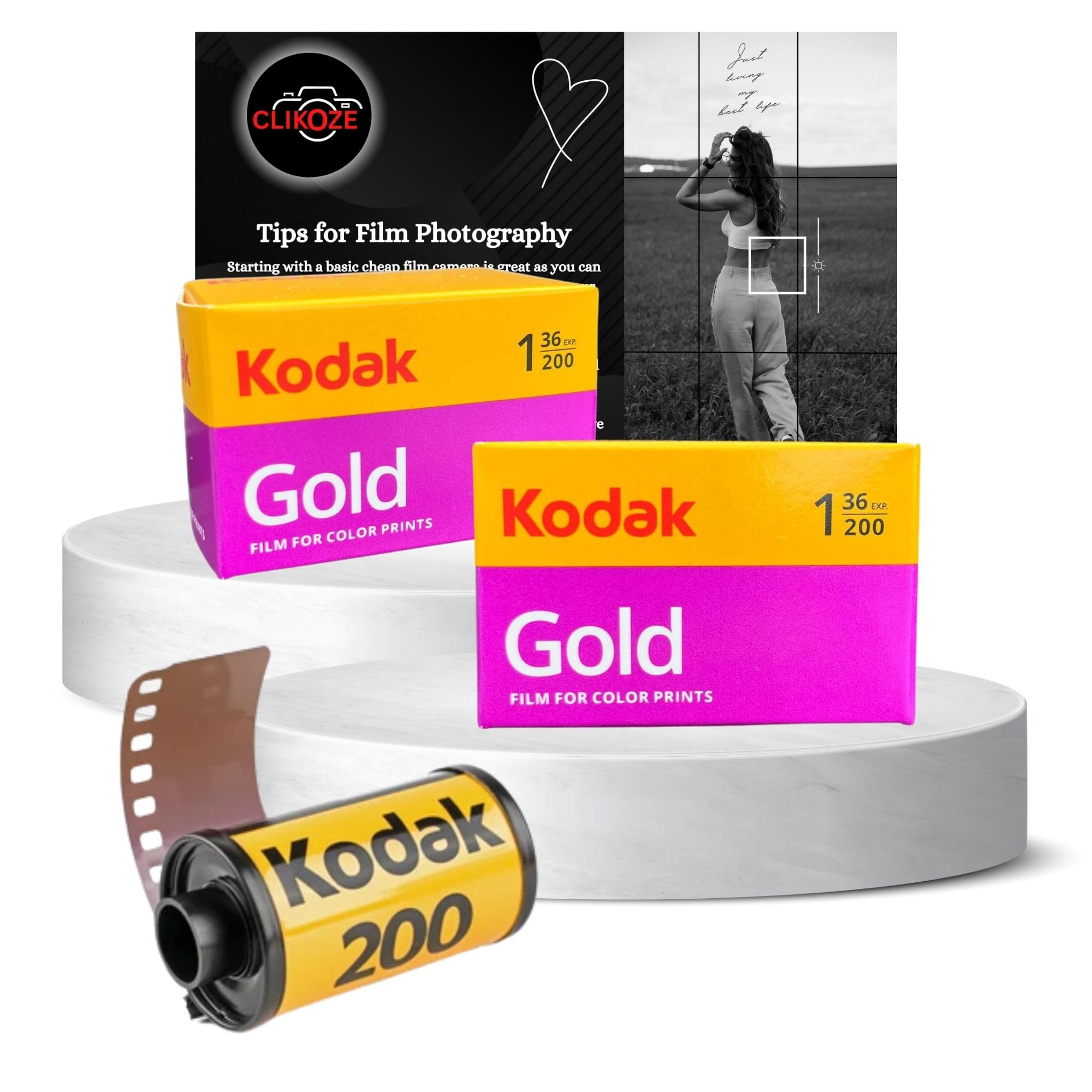 Kodak Gold 200 35mm Film Bundle (2x 36 EXP) with Photography Tips Card
