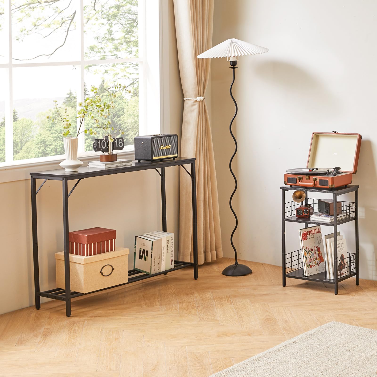 YMYNY Slim Console Table – Industrial Metal Frame Sofa Table for Entryway