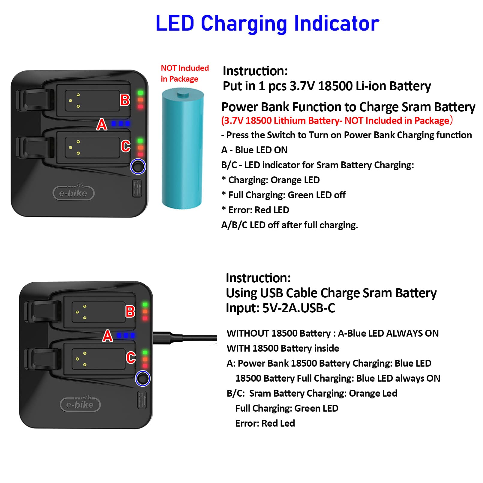 Jolof Store 2-Port SRAM Red eTap AXS Battery Charger & Power Bank