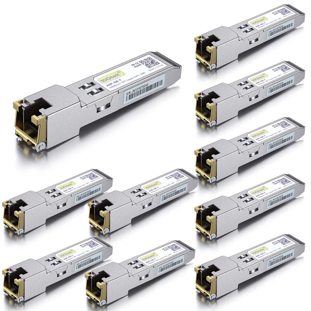 1G SFP to RJ45 Copper Transceiver 1000Base-T – 10 Pack