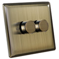 Zigtiger 2-Gang LED Dimmer Switch | Antique Brass 2-Way Light Switch