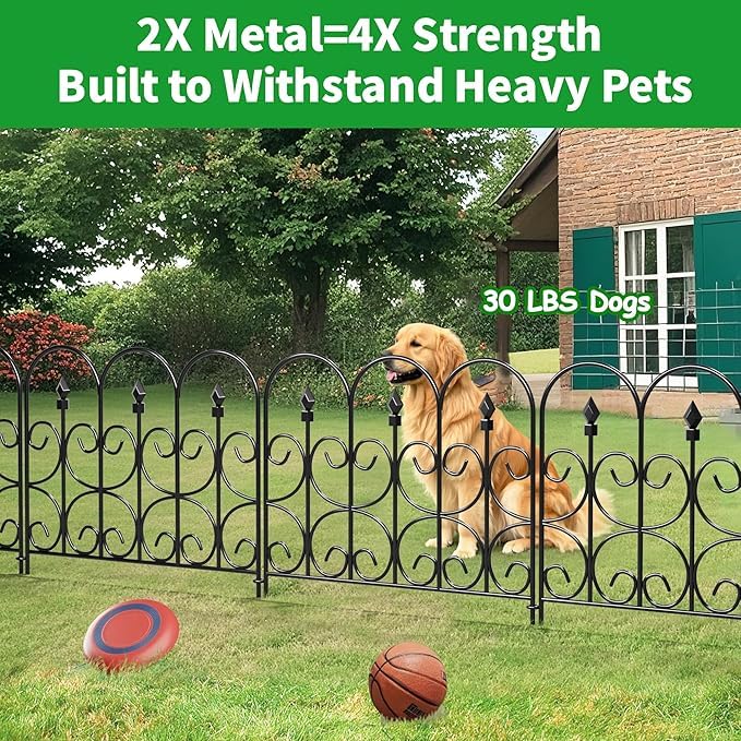 Amagabeli Decorative Garden Fence | 5-Panel Rustproof Metal Dog Barrier