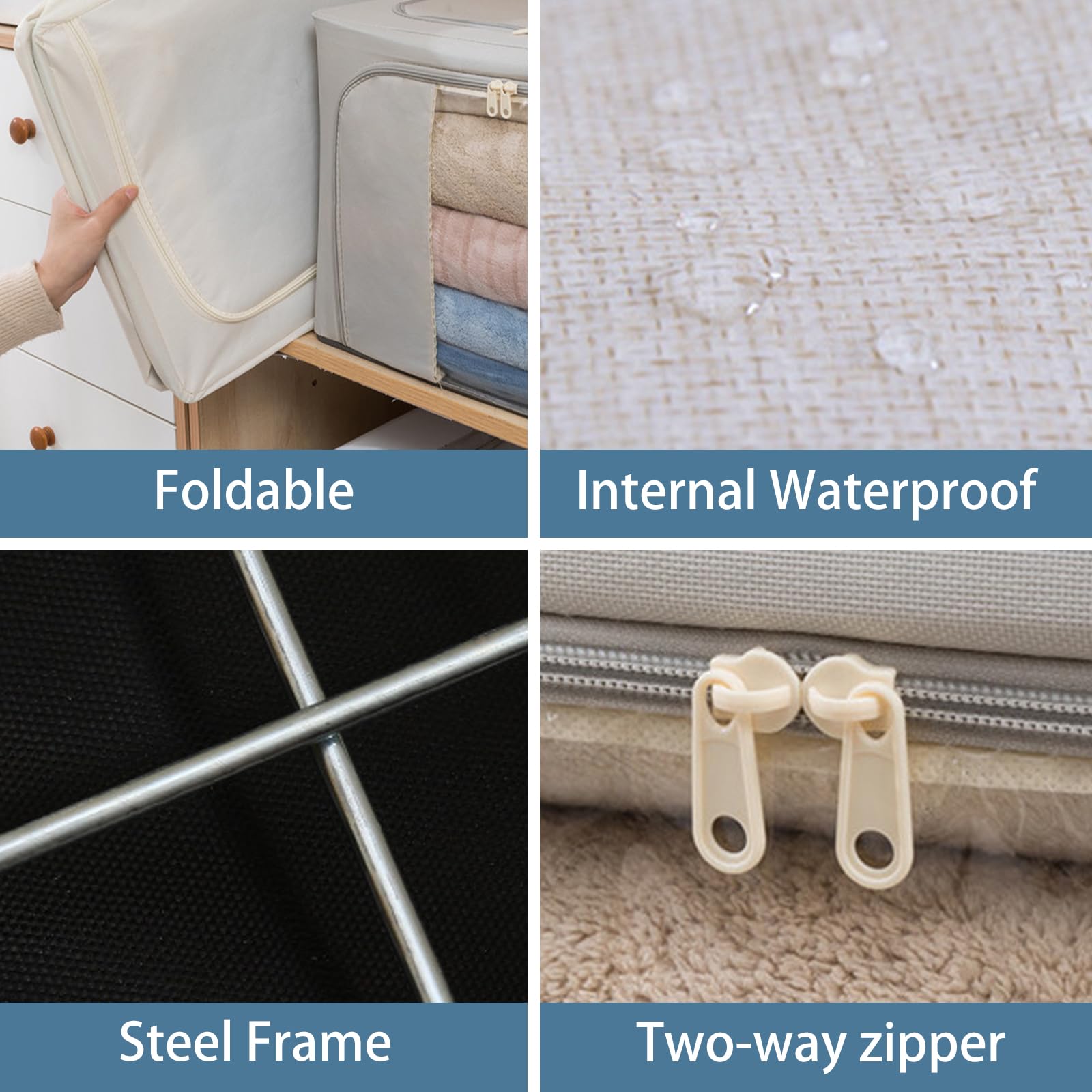 Jolof Store 6 Pack Clothes Storage Boxes – 22L Steel Frame Organisers