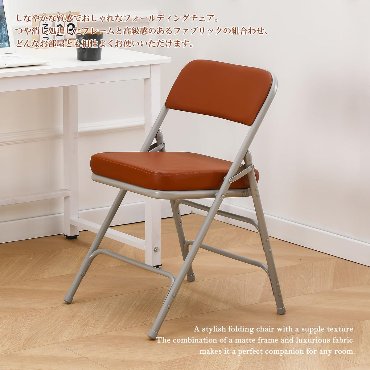KAIHAOWIN Folding Chairs with Ultra Thick Padded Seat Foldable Chair Indoor Comfortable Metal Chairs with Soft Cushion-Brown - image 5