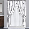 Lush Decor Bird on the Tree Double Swag Shower Curtain Set, Gray, 16-pc