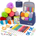 Knitiss Crochet Kit for Beginners: 12 Yarn Skeins & 9 Ergonomic Hooks